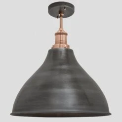 Brooklyn Cone Flush Mount - 12 Inch - Pewter