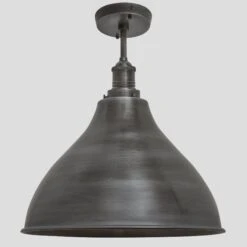 Brooklyn Cone Flush Mount - 12 Inch - Pewter 8 Brooklyn Cone Flush Mount - 12 Inch - Pewter -Lumi Home Shop 12 Inch FlushMount Pewter Industville Lighting Cone PewterHolder Brooklyn BR CFM12 P PH