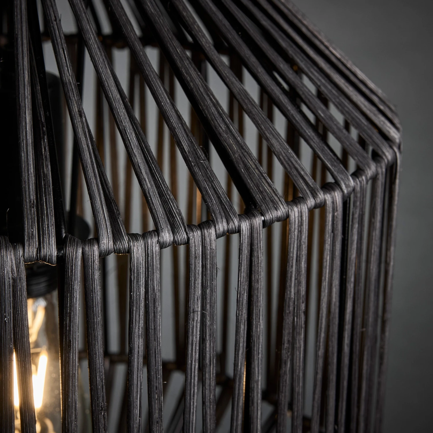 Boho Rattan Ceiling Pendant Light - 12 Inch - Diamond - Black 5 Boho Rattan Ceiling Pendant Light - 12 Inch - Diamond - Black - Image 3