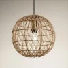 Coastal Rattan Ceiling Pendant Light - 12 Inch - Globe - Natural -Lumi Home Shop 12 Inch Pendant Natural Industville Lighting Globe Coastal CO RA GLP12 N Lit TexturedBG