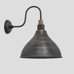 Swan Neck Cone Wall Light - 12 Inch - Pewter