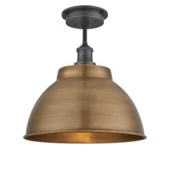 Brooklyn Outdoor & Bathroom Dome Flush Mount - 13 Inch - Brass