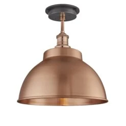 Brooklyn Outdoor & Bathroom Dome Flush Mount - 13 Inch - Copper -Lumi Home Shop 13 Inch FlushMount Copper Industville Lighting Dome Copper Holder GlobeGlass Brooklyn IP65 BR IP65 DFM13 C CH GLG