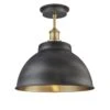 Brooklyn Outdoor & Bathroom Dome Flush Mount - 13 Inch - Pewter & Brass - Pre-order - Expected W/c 13th Of May -Lumi Home Shop 13 Inch FlushMount Pewter Brass Industville Lighting Dome BrassHolder GlobeGlass Brooklyn IP65 BR IP65 DFM13 BP BH GLG