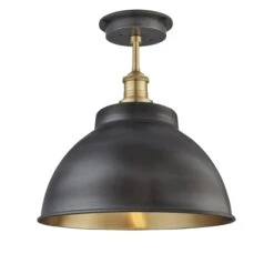 Brooklyn Outdoor & Bathroom Dome Flush Mount - 13 Inch - Pewter & Brass - Pre-order - Expected W/c 13th Of May