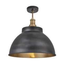 Brooklyn Dome Flush Mount - 13 Inch - Pewter & Brass - Pre-order - Expected W/c 13th Of May