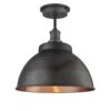 Brooklyn Outdoor & Bathroom Dome Flush Mount - 13 Inch - Pewter & Copper