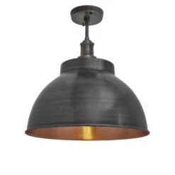 Brooklyn Dome Flush Mount - 13 Inch - Pewter & Copper -Lumi Home Shop 13 Inch FlushMount Pewter Copper Industville Lighting Dome PewterHolder Brooklyn BR DFM13 CP PH