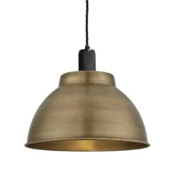 Knurled Dome Pendant - 13 Inch - Brass 10 Knurled Dome Pendant - 13 Inch - Brass -Lumi Home Shop 13 Inch Pendant Brass Industville Lighting Dome BlackHolder Knurled KN DP13 B BKH
