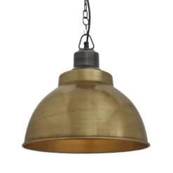 Brooklyn Dome Pendant - 13 Inch - Brass -Lumi Home Shop 13 Inch Pendant Brass Industville Lighting Dome PewterChainHolder Brooklyn BR DP13 B PCN
