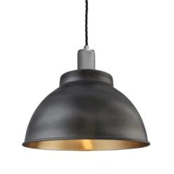 Knurled Dome Pendant - 13 Inch - Pewter & Brass - Pre-order - Expected W/c 13th Of May -Lumi Home Shop 13 Inch Pendant Pewter Brass Industville Lighting Dome PewterHolder Knurled KN DP13 BP PH