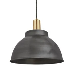 Sleek Dome Pendant - 13 Inch - Pewter -Lumi Home Shop 13 Inch Pendant Pewter Industville Lighting Dome BrassHolder Sleek SL DP13 P BH