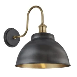 Swan Neck Outdoor & Bathroom Dome Wall Light - 13 Inch - Pewter & Brass - Pre-order - Expected W/c 13th Of May