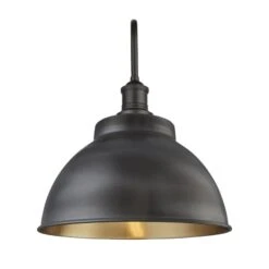 Swan Neck Outdoor & Bathroom Dome Wall Light - 13 Inch - Pewter & Brass - Pre-order - Expected W/c 13th Of May -Lumi Home Shop 13 Inch WallLight Pewter Brass Industville Lighting Dome PewterHolder GlobeGlass SwanNeck IP65 SN IP65 DWL13 BP PH GLG