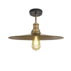 Brooklyn Flat Flush Mount - 15 Inch - Brass -Lumi Home Shop 15 Inch FlushMount Brass Industville Lighting Flat BrassHolder Brooklyn BR FFM15 B BH