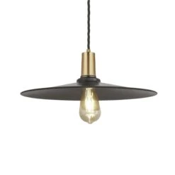 Sleek Flat Pendant - 15 Inch - Pewter -Lumi Home Shop 15 Inch Pendant Pewter Industville Lighting Flat BrassHolder Sleek SL FP15 P BH