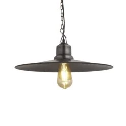 Brooklyn Flat Pendant - 15 Inch - Pewter -Lumi Home Shop 15 Inch Pendant Pewter Industville Lighting Flat PewterChainHolder Brooklyn BR FP15 P PCN