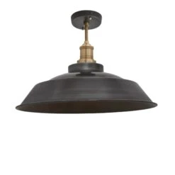 Brooklyn Step Flush Mount - 16 Inch - Pewter -Lumi Home Shop 16 Inch FlushMount Pewter Industville Lighting Step BrassHolder Brooklyn BR SFM16 P BH