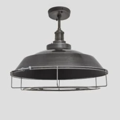 Brooklyn Step Flush Mount - 16 Inch - Pewter -Lumi Home Shop 16 Inch FlushMount Pewter Industville Lighting Step PewterHolder Cage Brooklyn BR SFM16 P PH CG