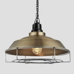 Brooklyn Step Pendant - 16 Inch - Brass - Pre-order - Expected W/c 13th Of May -Lumi Home Shop 16 Inch Pendant Brass Industville Lighting Step BlackChainHolder Cage Brooklyn BR SP16 B BKCN CG w