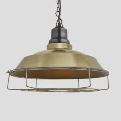 Brooklyn Step Pendant - 16 Inch - Brass - Pre-order - Expected W/c 13th Of May -Lumi Home Shop 16 Inch Pendant Brass Industville Lighting Step PewterChainHolder Cage Brooklyn BR SP16 B PCN CG
