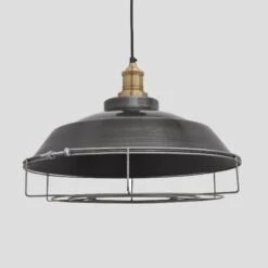 Brooklyn Step Pendant - 16 Inch - Pewter -Lumi Home Shop 16 Inch Pendant Pewter Industville Lighting Step BrassHolder Cage Brooklyn BR SP16 P BH CG