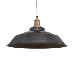 Brooklyn Step Pendant - 16 Inch - Pewter -Lumi Home Shop 16 Inch Pendant Pewter Industville Lighting Step BrassHolder Brooklyn BR SP16 P BH