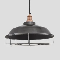 Brooklyn Step Pendant - 16 Inch - Pewter -Lumi Home Shop 16 Inch Pendant Pewter Industville Lighting Step CopperHolder Cage Brooklyn BR SP16 P CH CG