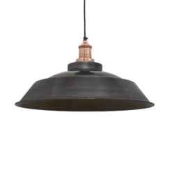 Brooklyn Step Pendant - 16 Inch - Pewter -Lumi Home Shop 16 Inch Pendant Pewter Industville Lighting Step CopperHolder Brooklyn BR SP16 P CH SO