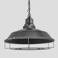 Brooklyn Step Pendant - 16 Inch - Pewter -Lumi Home Shop 16 Inch Pendant Pewter Industville Lighting Step PewterChainHolder Cage Brooklyn BR SP16 P PCN CG
