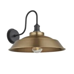 Swan Neck Outdoor & Bathroom Step Wall Light - 16 Inch - Brass - Pre-order - Expected W/c 29th Of April -Lumi Home Shop 16 Inch WallLight Brass Industville Lighting Step PewterHolder SwanNeck IP65 SN IP65 SWL16 B PH