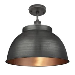 Brooklyn Dome Flush Mount - 17 Inch - Pewter & Copper