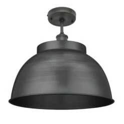 Brooklyn Dome Flush Mount - 17 Inch - Pewter -Lumi Home Shop 17 Inch FlushMount Pewter Industville Lighting Dome PewterHolder Brooklyn BR DFM17 P PH
