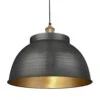 Brooklyn Dome Pendant - 17 Inch - Pewter & Brass - Pre-order - Expected W/c 13th Of May 1 Brooklyn Dome Pendant - 17 Inch - Pewter & Brass - Pre-order - Expected W/c 13th Of May -Lumi Home Shop 17 Inch Pendant Pewter Brass Industville Lighting Dome BrassHolder Brooklyn BR DP17 BP BH