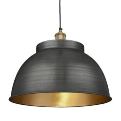 Brooklyn Dome Pendant - 17 Inch - Pewter & Brass - Pre-order - Expected W/c 13th Of May