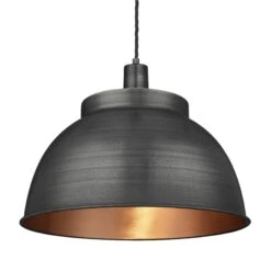 Sleek Dome Pendant - 17 Inch - Pewter & Copper -Lumi Home Shop 17 Inch Pendant Pewter Copper Industville Lighting Dome PewterHolder Sleek SL DP17 CP PH