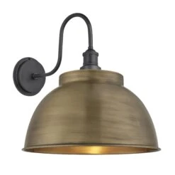 Swan Neck Outdoor & Bathroom Dome Wall Light - 17 Inch - Brass - Pre-order - Expected W/c 13th Of May -Lumi Home Shop 17 Inch WallLight Brass Industville Lighting Dome PewterHolder SwanNeck IP65 SN IP65 DWL17 B PH