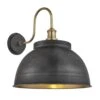 Swan Neck Outdoor & Bathroom Dome Wall Light - 17 Inch - Pewter & Brass - Pre-order - Expected W/c 13th Of May -Lumi Home Shop 17 Inch WallLight Pewter Brass Industville Lighting Dome BrassHolder SwanNeck IP65 SN IP65 DWL17 BP BH