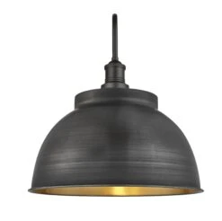 Swan Neck Outdoor & Bathroom Dome Wall Light - 17 Inch - Pewter & Brass - Pre-order - Expected W/c 13th Of May -Lumi Home Shop 17 Inch WallLight Pewter Brass Industville Lighting Dome PewterHolder GlobeGlass SwanNeck IP65 SN IP65 DWL17 BP PH GLG