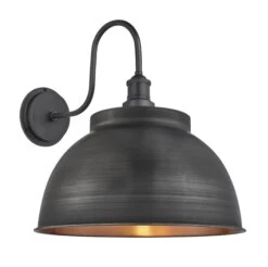 Swan Neck Outdoor & Bathroom Dome Wall Light - 17 Inch - Pewter & Copper -Lumi Home Shop 17 Inch WallLight Pewter Copper Industville Lighting Dome PewterHolder SwanNeck IP65 SN IP65 DWL17 CP PH