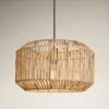 Boho Rattan Ceiling Pendant Light - 18 Inch - Drum - Natural - Pre-order - Expected W/c 17th Of June -Lumi Home Shop 18 Inch Pendant Natural Industville Lighting Drum Boho BH RA DRP18 N Lit TexturedBG