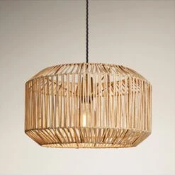 Boho Rattan Ceiling Pendant Light - 18 Inch - Drum - Natural - Pre-order - Expected W/c 17th Of June