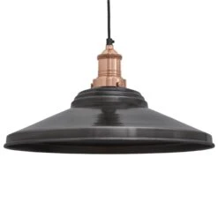 Brooklyn Giant Step Pendant - 18 Inch - Pewter -Lumi Home Shop 18 Inch Pendant Pewter Industville Lighting Step CopperHolder Brooklyn BR GSP18 P CH