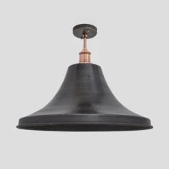 Brooklyn Giant Bell Flush Mount - 20 Inch - Pewter -Lumi Home Shop 20 Inch FlushMount Pewter Industville Lighting Bell CopperHolder Brooklyn BR GBLFM20 P CH