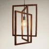 Wooden Geometric Ceiling Pendant Light - 20 Inch - Rectangle - Walnut -Lumi Home Shop 20 Inch Pendant FlushMount Dark Industville Lighting Rectangle Wooden Geometric WO GEP20 RE D Lit Textured Background