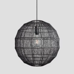 Handcrafted Wire Cage Pendant Light - 20 Inch - Globe - Pewter