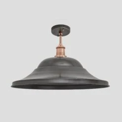 Brooklyn Giant Hat Flush Mount - 21 Inch - Pewter 9 Brooklyn Giant Hat Flush Mount - 21 Inch - Pewter -Lumi Home Shop 21 Inch FlushMount Pewter Industville Lighting Hat CopperHolder Brooklyn BR GHFM21 P CH