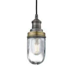 Brooklyn Outdoor & Bathroom Pendant - Pewter 12 Brooklyn Outdoor & Bathroom Pendant - Pewter -Lumi Home Shop 3 Inch Pendant Pewter Industville Lighting TubeGlass PewterHolder BrassRing Brooklyn IP65 BR IP65 P PH BR