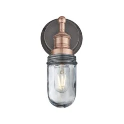 Brooklyn Outdoor & Bathroom Wall Light - Copper 8 Brooklyn Outdoor & Bathroom Wall Light - Copper -Lumi Home Shop 3 Inch WallLight Copper Industville Lighting TubeGlass CopperHolder PewterRing Brooklyn IP65 BR IP65 WL CH PR lit
