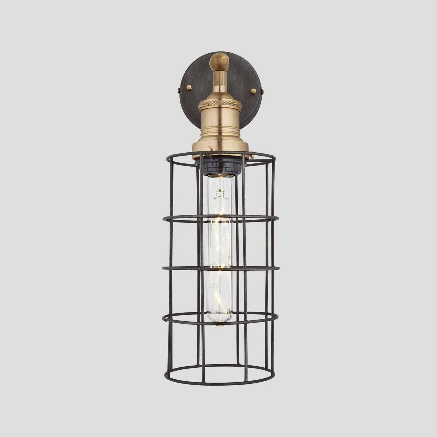 Brooklyn Wire Cage Wall Light - 5 Inch - Pewter - Cylinder 3 Brooklyn Wire Cage Wall Light - 5 Inch - Pewter - Cylinder